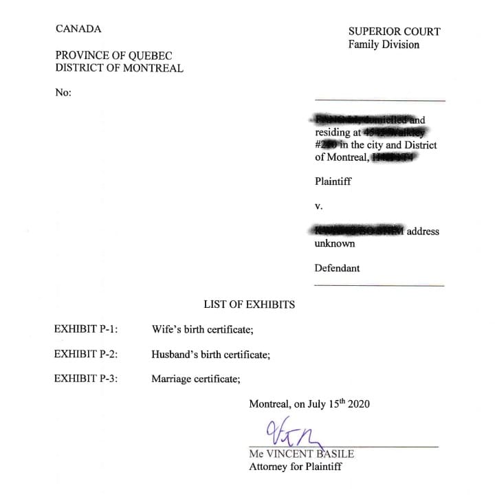 在魁北克进行跨国诉讼离婚