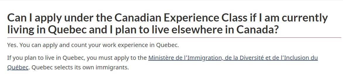 关于《在魁北克的外国人申请联邦EE及CEC》